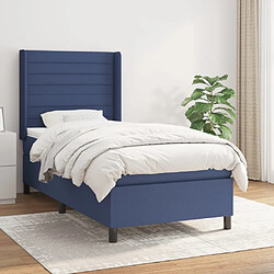 Maison Chic Lit adulte- Lit + matelas,Sommier à lattes de lit avec matelas Bleu 90x190 cm Tissu -GKD50840