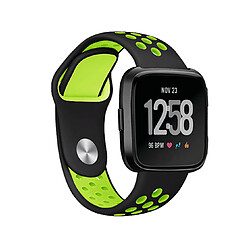 YP Select Bande de sport en silicone avec trous de ventilation Sangles de rechange pour Fitbit Versa Smartwatch-Noir Vert