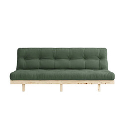 Inside 75 Banquette convertible futon LEAN bois de pin coloris vert olive 130x200 cm