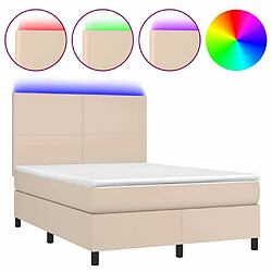 Sommier à lattes LED,Cadre à lattes de lit avec matelas pour Adulte Cappuccino 140x190 cm -MN22126