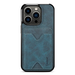 Coque en TPU + PU support de carte avec béquille et porte-carte pour votre iPhone 14 Pro Max - bleu