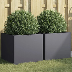 Maison Chic Lot de 2 Jardinières,Bac à fleurs - pot de fleur anthracite 42x40x39 cm acier laminé à froid -GKD10526