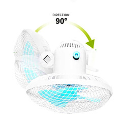 Acheter Ventilateur de Bureau à Clip 2 Vitesses Portable 180 Oscillation Ventilateur De Poussette Silencieux Clip Ventilateur de Refroidissement Rechargeable USB Refroidisseur d'Air de Bureau