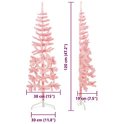 vidaXL Demi sapin de Noël artificiel mince avec support Rose 120 cm pas cher