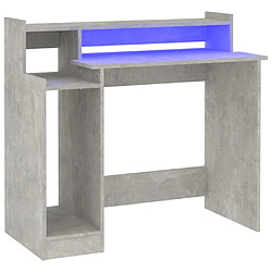 Helloshop26 Bureau table poste de travail meuble d'ordinateur informatique étude et lumières LED 97 x 45 x 90 cm bois d'ingénierie gris 02_0023804