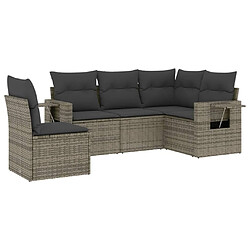 Maison Chic Ensemble de 5 Tables et chaises d'extérieur avec coussins,Salon de jardin gris résine tressée -GKD928711