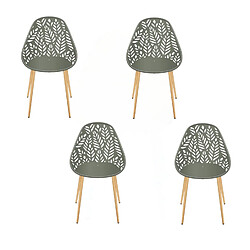 The Home Deco Factory Lot de 4 chaises d'extérieur Calvi en polypropylène - Olive