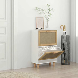 Maison Chic Armoire à Chaussures,Meuble de Rangement à Chaussures Blanc 52x25x80 cm Bois d'ingénierie/rotin -MN75099