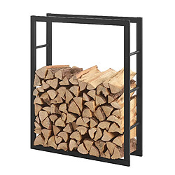 Helloshop26 Range-bûches pour usage intérieur extérieur porte-bûches design support rangement bois de chauffage en acier 80 x 25 x 100 cm noir 03_0006302