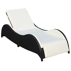 Maison Chic Chaise longue avec coussin | Bain de soleil Relax | Transat Résine tressée Noir -GKD83910