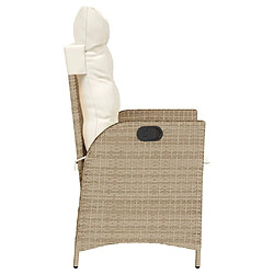 Acheter vidaXL Chaise inclinable de jardin avec coussins beige résine tressée