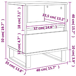 vidaXL Table de chevet Noir 40x35x50 cm Bois d’ingénierie pas cher