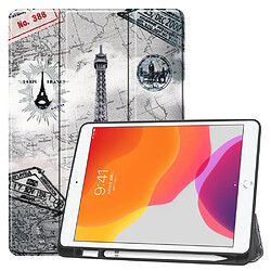 Etui en PU impression de modèle avec support tripliure et porte-stylo tour eiffel pour votre Apple iPad 10.2 (2019)