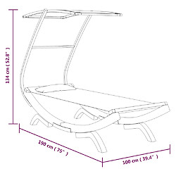 vidaXL Lit repos avec auvent 100x190x134 cm Bois courbé massif Crème pas cher