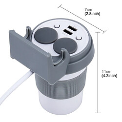 Avis Wewoo HSC HSC-500D voiture tasse chargeur blanc 2.1A / 1A double ports USB 12V-24V avec 2-Socket Cigarette LED affichage universel support de téléphone