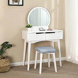 Selsey Coiffeuse avec miroir - Derra - blanc - tabouret inclus