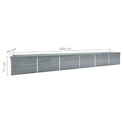 vidaXL Lit surélevé de jardin Acier galvanisé 600x80x77 cm Gris pas cher