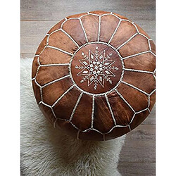 Avis Poufs & Pillows Pouf Marocain Marron Cognac en Cuir