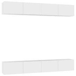 Maison Chic Meubles TV 4 pcs | Banc TV Moderne pour salon | Meuble de Rangement Blanc 100x30x30 cm Aggloméré -MN50296