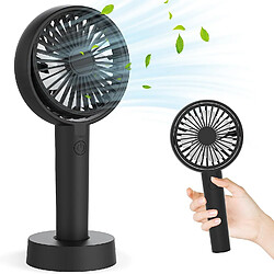 Avis Mini Ventilateur Portable, Ventilateur à Main Petit Ventilateur avec Base/Angle Réglable/Ventilateur de Poche à 3 Vitesses pour Bureau, Maquillage, Voyage , Shopping, Extérieur-Noir