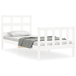 Maison Chic Lit adulte - Cadre Structure de lit avec tête de lit Contemporain blanc 90x200 cm bois massif -MN48379