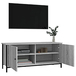 Acheter Maison Chic Meuble TV scandinave - Banc TV pour salon avec portes sonoma gris 102x35x45cm bois d'ingénierie -MN41216