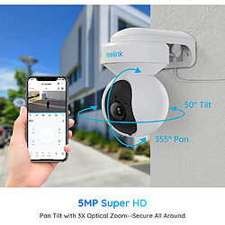 REOLINK 5MP Caméra Surveillance Extérieure WiFi PTZ - E1 Outdoor-V3 - Caméra IP avec Zoom Optique 3X Détection Personne/Véhicule Suivi Automatique Vision Nocturne en Couleur