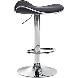 Decoshop26 Tabouret de bar x1 assise ergonomique en PVC noir pied en trompette en métal aspect chromé 10_0005376