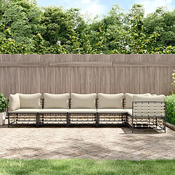 Maison Chic Salon de jardin 6 pcs + coussins - Mobilier/Meubles de jardin - Table et chaises d'extérieur anthracite résine tressée -MN33731