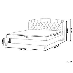 Avis Beliani Lit double en tissu beige 140x200 cm BORDEAUX