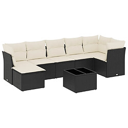 Maison Chic Ensemble Tables et chaises d'extérieur 8 pcs avec coussins,Salon de jardin noir résine tressée -GKD684228