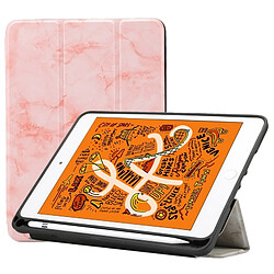 Wewoo Housse Étui Coque Etui à rabat horizontal en marbre avec Motif texture pour iPad Mini 2019avec support à trois rabattables et fente stylo et fonction veille / réveil rose