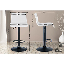 Avis Decoshop26 Tabouret de bar x1 design simple avec repose-pieds en plastique blanc pieds en métal noir 10_0004553