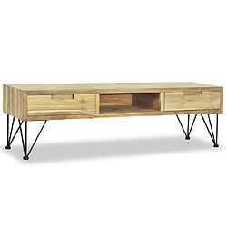 Helloshop26 Meuble télé buffet tv télévision design pratique 120 cm teck massif beige 2502249 pas cher