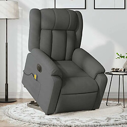 Maison Chic Fauteuil Relax pour salon, Fauteuil inclinable de massage électrique Gris foncé Tissu -GKD77592