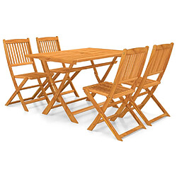 Maison Chic Mobilier à dîner de jardin pliable 5 pcs,Table et chaises d'extérieur Bois d'acacia solide -GKD404945