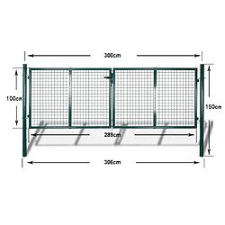 vidaXL Portail de clôture Acier 306x150 cm Vert pas cher