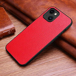 Coque en TPU + cuir véritable Anti-empreintes, texture litchi pour votre iPhone 14 - rouge