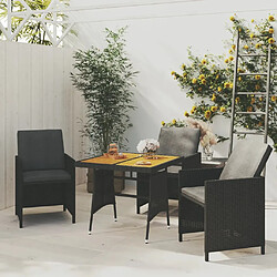 Maison Chic Table de jardin | Table d'extérieur Noir 70x70x72 cm Résine tressée et acacia -GKD30974