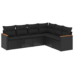 vidaXL Salon de jardin 6 pcs avec coussins noir résine tressée