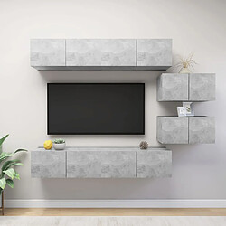 Maison Chic Ensemble de meubles TV 6 pcs | Banc TV Moderne pour salon | Meuble de Rangement - Gris béton Aggloméré -MN90901