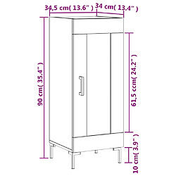 vidaXL Buffet Sonoma gris 34,5x34x90 cm Bois d'ingénierie pas cher