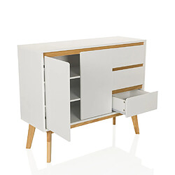 Buffet / commode TAROLO I 97x34x80 cm 3 tiroirs 2 portes blanc hjh LIVING