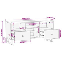 vidaXL Meuble TV marron et noir 100x33,5x46 cm bois massif de manguier pas cher