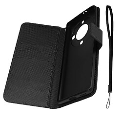 Avizar Étui Folio pour Honor Magic 5 Lite 5G Effet Croisillons avec Dragonne noir