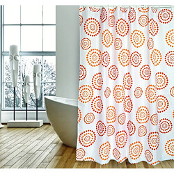 MSV Rideau de douche Polyester DOTS 180x200cm QUALITÉ PREMIUM Orange - Anneaux inclus