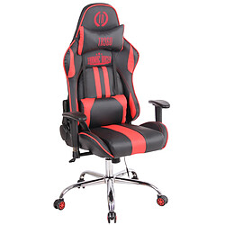 Decoshop26 Fauteuil de bureau gamer design sportif fonction de massage chauffant avec coussins en PVC noir / rouge 10_0002528