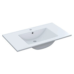 Acheter Dansmamaison Meuble sous vasque 80 cm + vasque + miroir Chêne/Blanc brillant - NAVERO