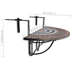 vidaXL Table suspendue de balcon Terre cuite et blanc Mosaïque pas cher