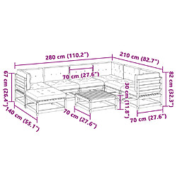 vidaXL Salon de jardin 8 pcs avec coussins bois de pin massif pas cher